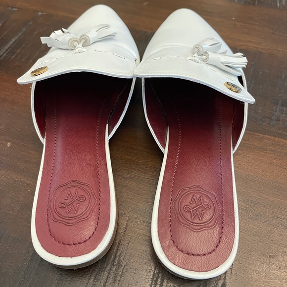Monica Marquez White Leather Mules w/Tassels Size 5.5 (See Notes) - Picture 3 of 9
